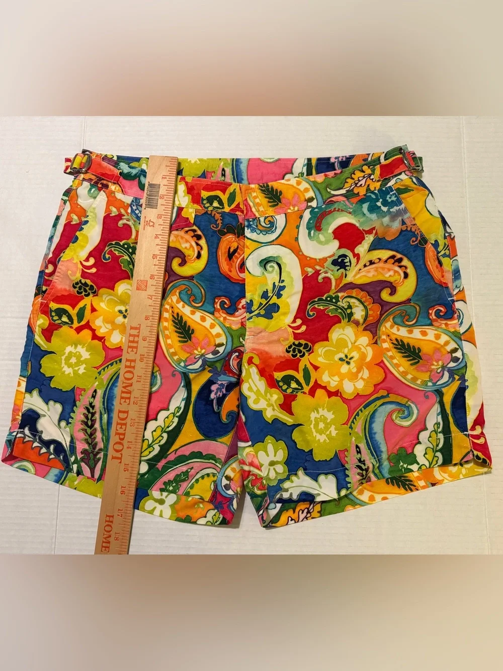 Ralph Lauren Purple Label Psychedelic Floral Paisley Tailored Resort Shorts 32